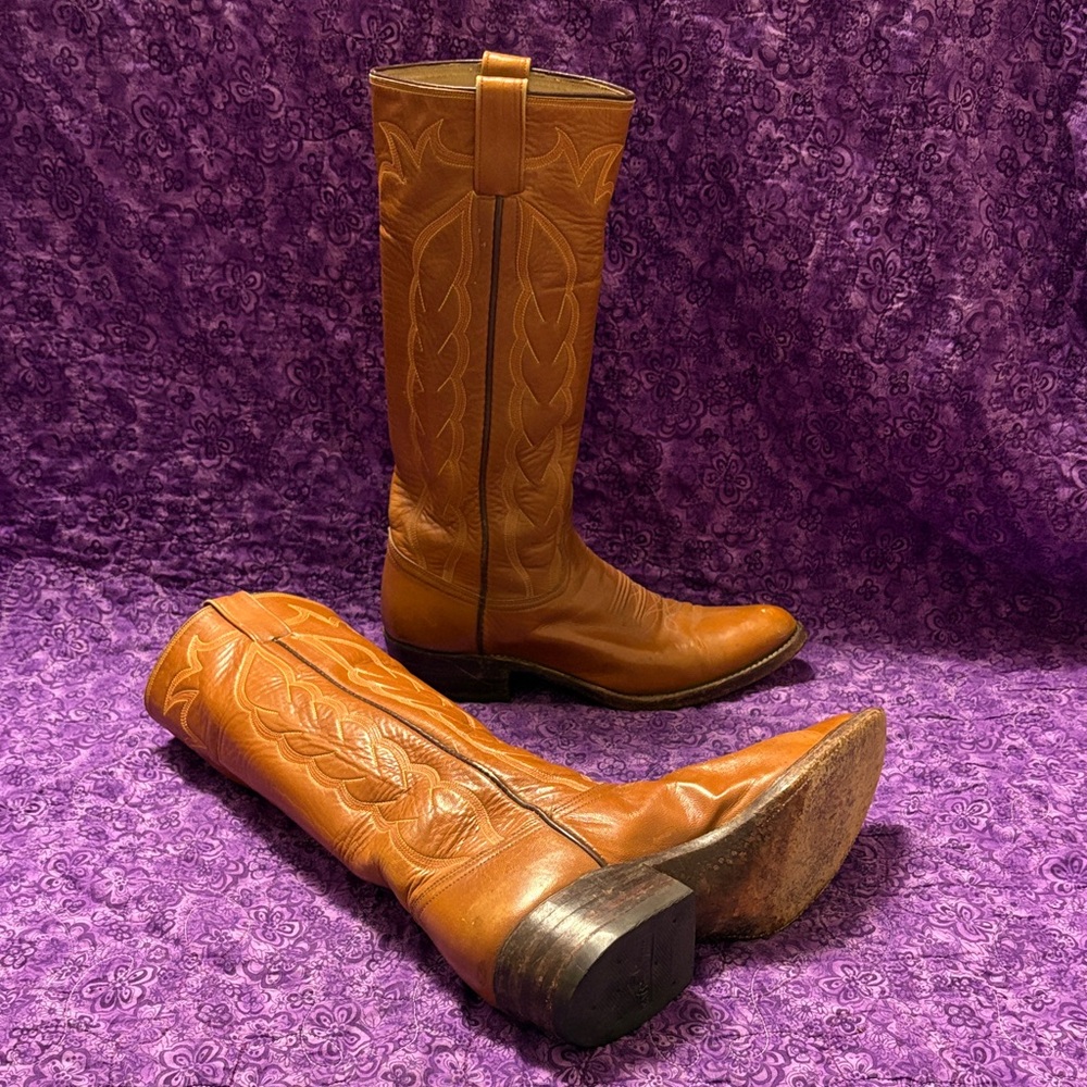 Stylish Tan Leather Over the Knee Boots